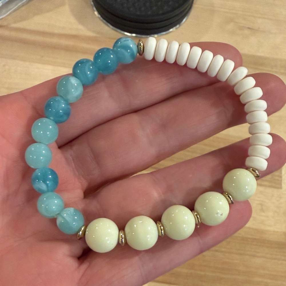 Plunder Bracelet with Blue and Cream Beads - Picture 3 of 3
